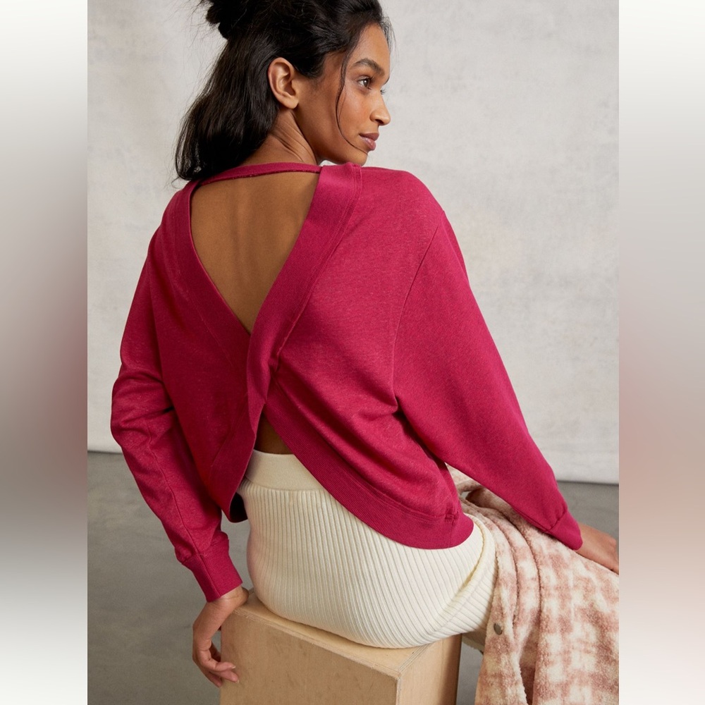 Like New Anthropologie Pilcro Open Back Sweatshirt / Long Sleeve Top in Pink